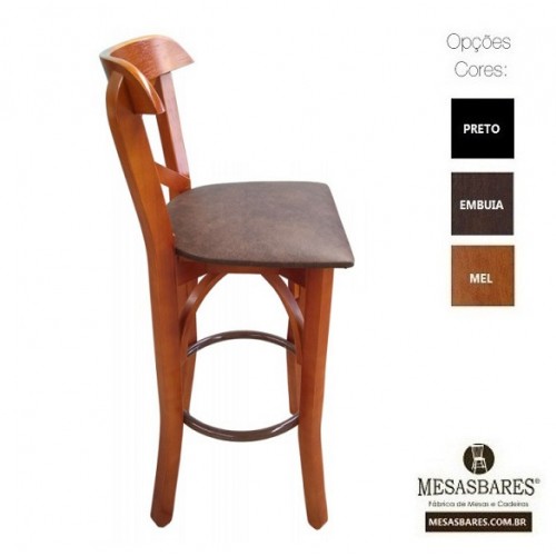 Banqueta de Madeira para Bar X Preta - Cod: 954